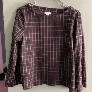 Beautiful and Casual Black and Tan Blouse